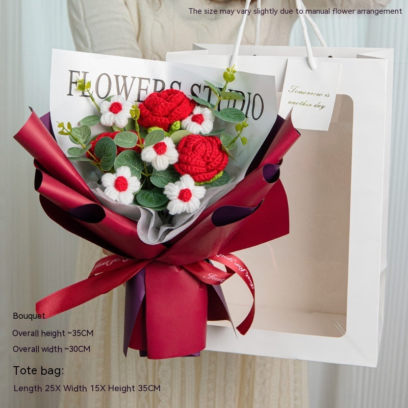 Teacher's Day Rose Hand-woven Bouquet Finished Gifts For Girlfriend Preserved Fresh Flower Dried Flowers - MerryHaus