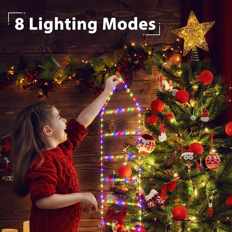 Christmas LED Ladder Lighting Chain Santa Claus Climbing Light