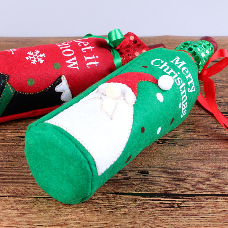 Christmas Ornament wine bottle set Christmas decorations red wine gift gift bag - MerryHaus