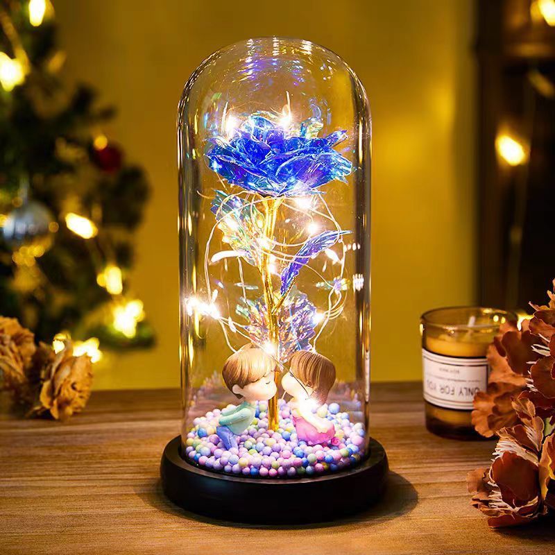 Eternal Rose LED Light Foil Flower In Glass Cover Night Lights Valentines Day Gifts Lamp Decor For For Home Bedroom Wedding Gift Valentine's Day Gifts - MerryHaus