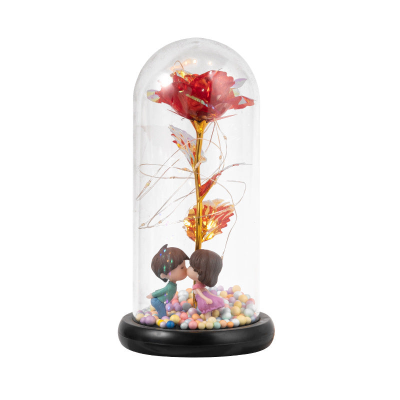 Eternal Rose LED Light Foil Flower In Glass Cover Night Lights Valentines Day Gifts Lamp Decor For For Home Bedroom Wedding Gift Valentine's Day Gifts - MerryHaus