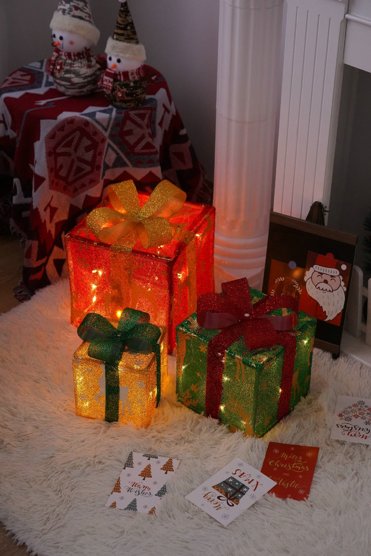 Remote Control Christmas Gift Box Lights Christmas Three-piece Decoration - MerryHaus
