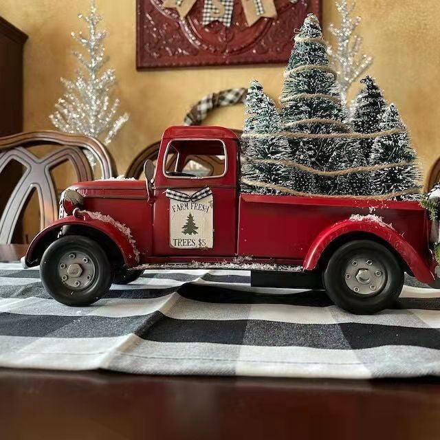 Resin Craft Ornament Christmas Car Pull Christmas Tree LED Light Table Decoration