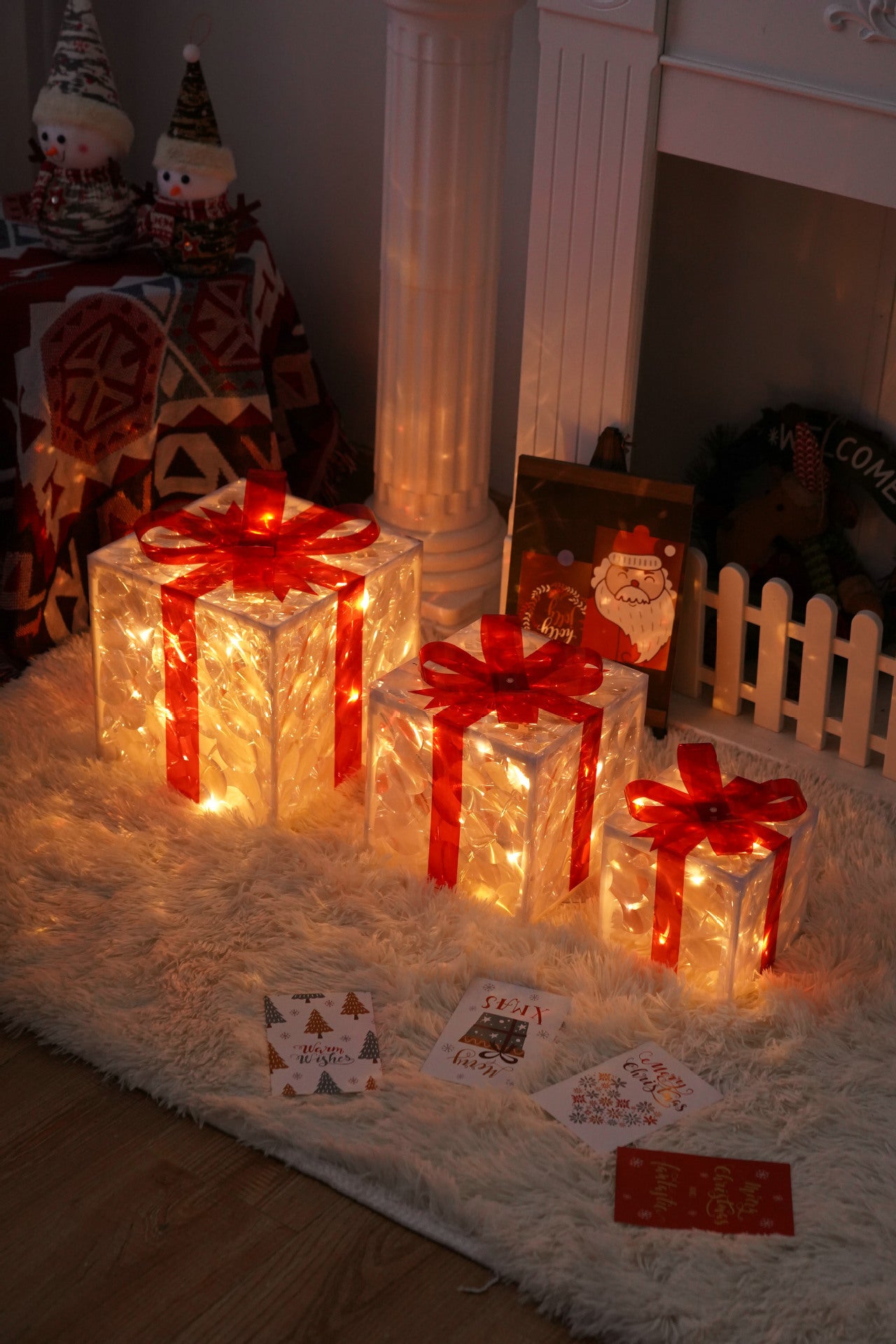 Remote Control Christmas Gift Box Lights Christmas Three-piece Decoration - MerryHaus