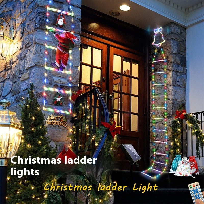 Christmas LED Ladder Lighting Chain Santa Claus Climbing Light