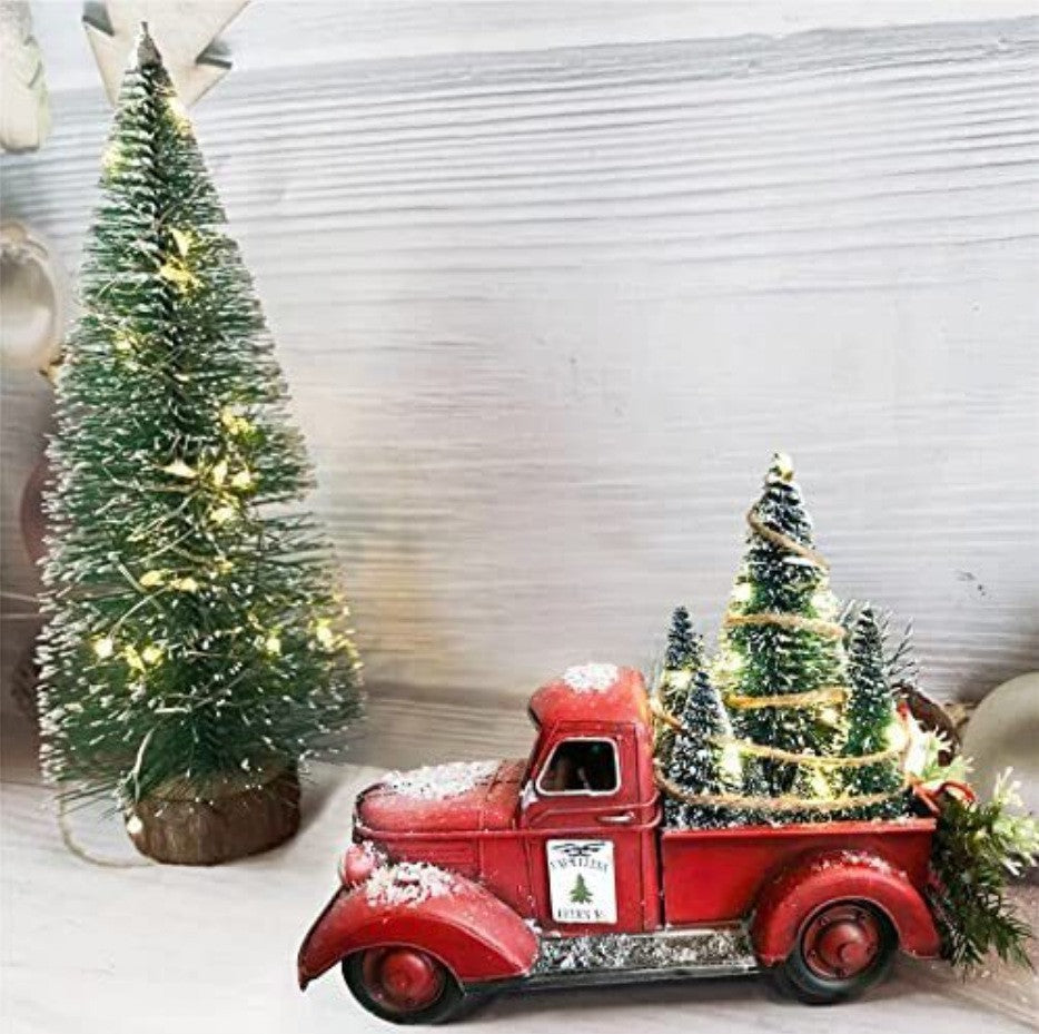 Resin Craft Ornament Christmas Car Pull Christmas Tree LED Light Table Decoration