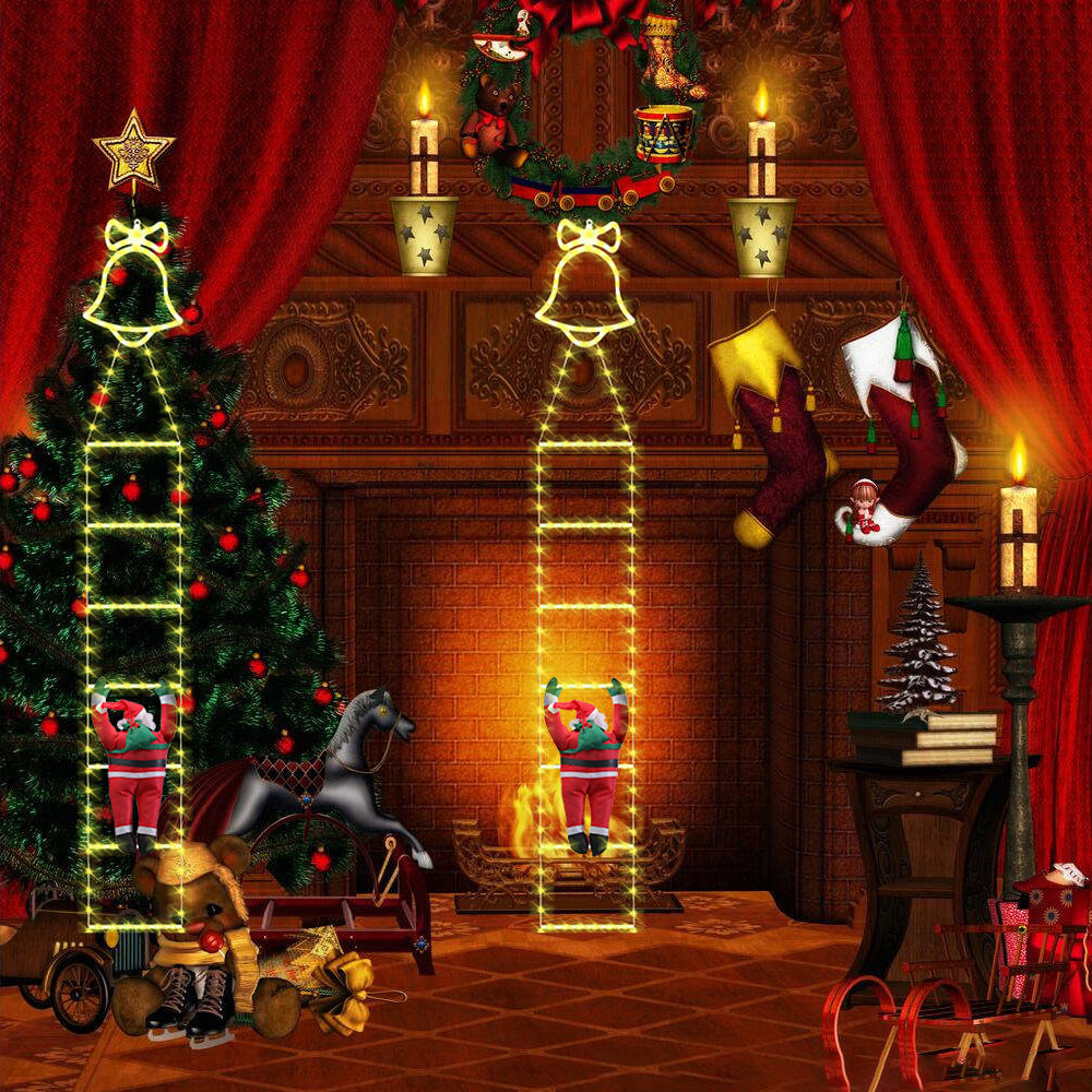 Christmas LED Ladder Lighting Chain Santa Claus Climbing Light