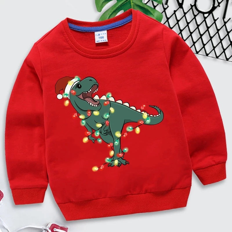 Children's Christmas Red Sweater Pure Cotton Autumn Clothes Western Style