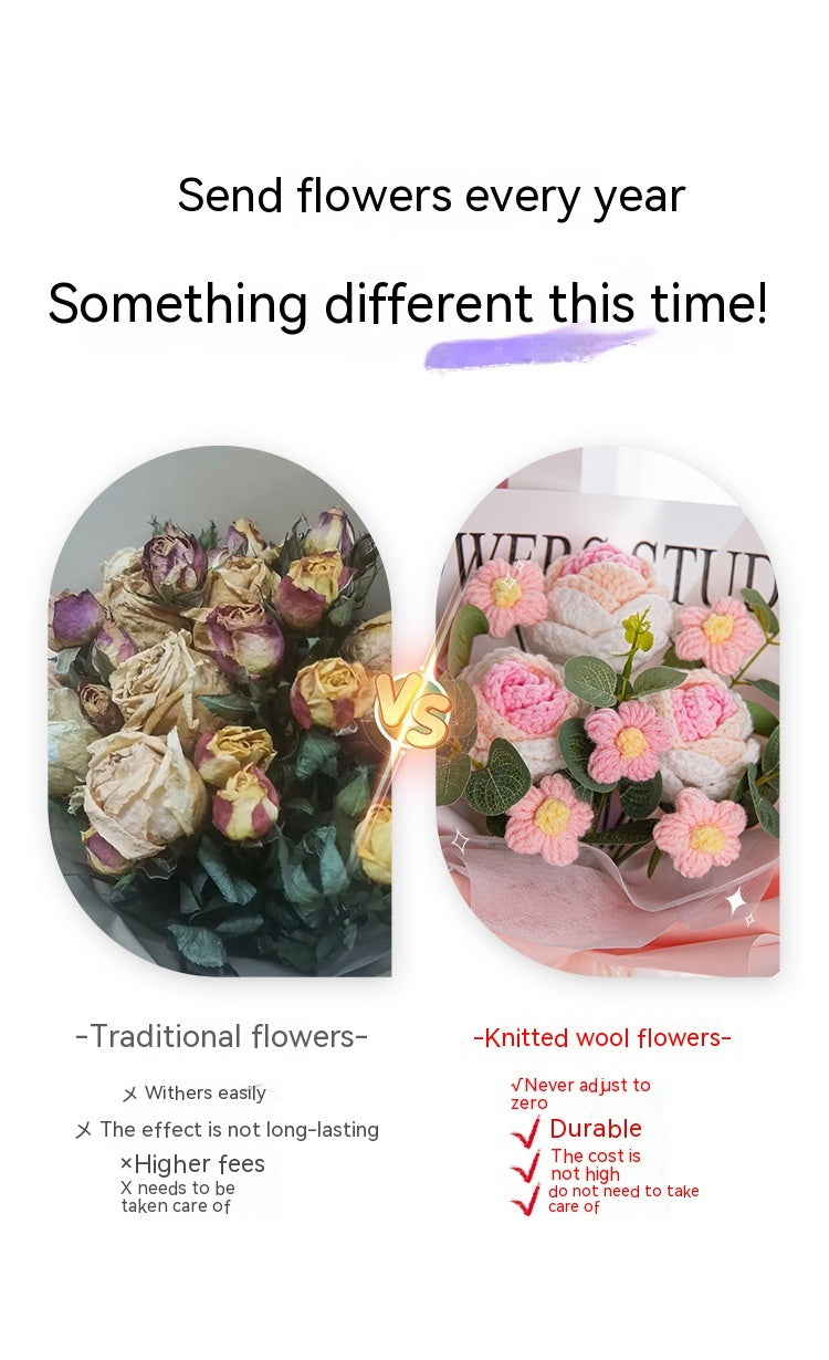 Teacher's Day Rose Hand-woven Bouquet Finished Gifts For Girlfriend Preserved Fresh Flower Dried Flowers - MerryHaus