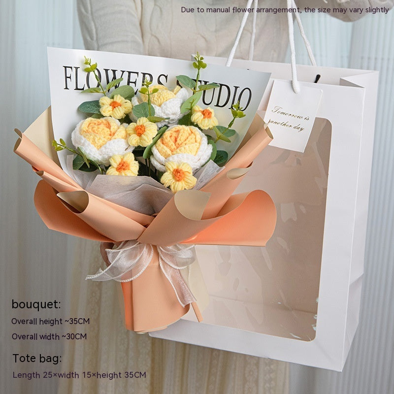 Teacher's Day Rose Hand-woven Bouquet Finished Gifts For Girlfriend Preserved Fresh Flower Dried Flowers - MerryHaus