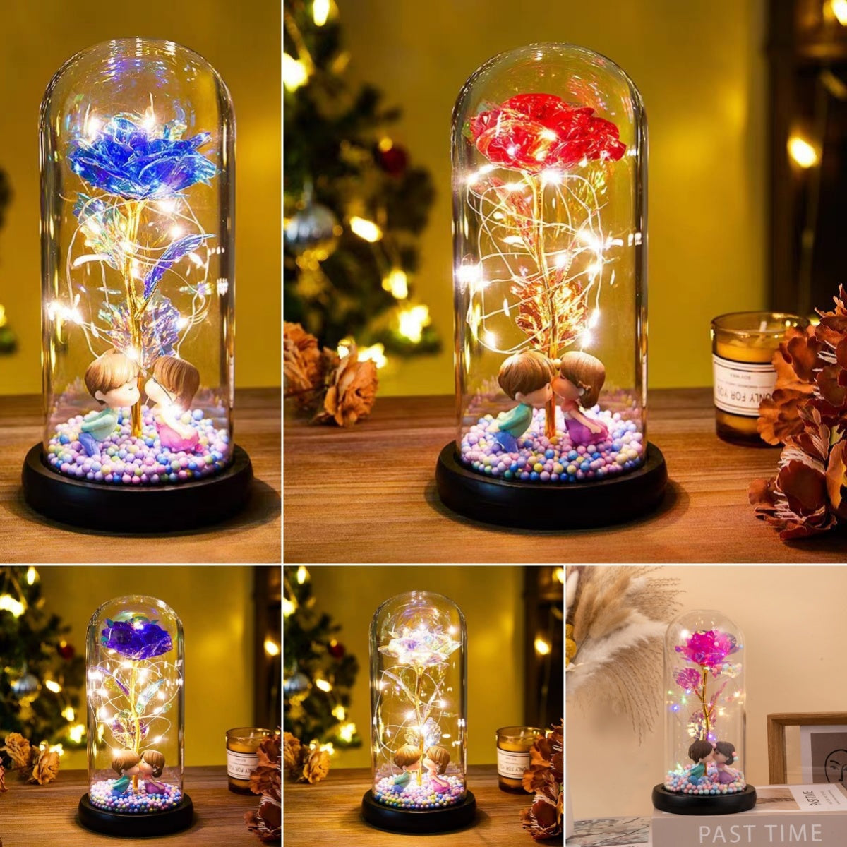 Eternal Rose LED Light Foil Flower In Glass Cover Night Lights Valentines Day Gifts Lamp Decor For For Home Bedroom Wedding Gift Valentine's Day Gifts - MerryHaus