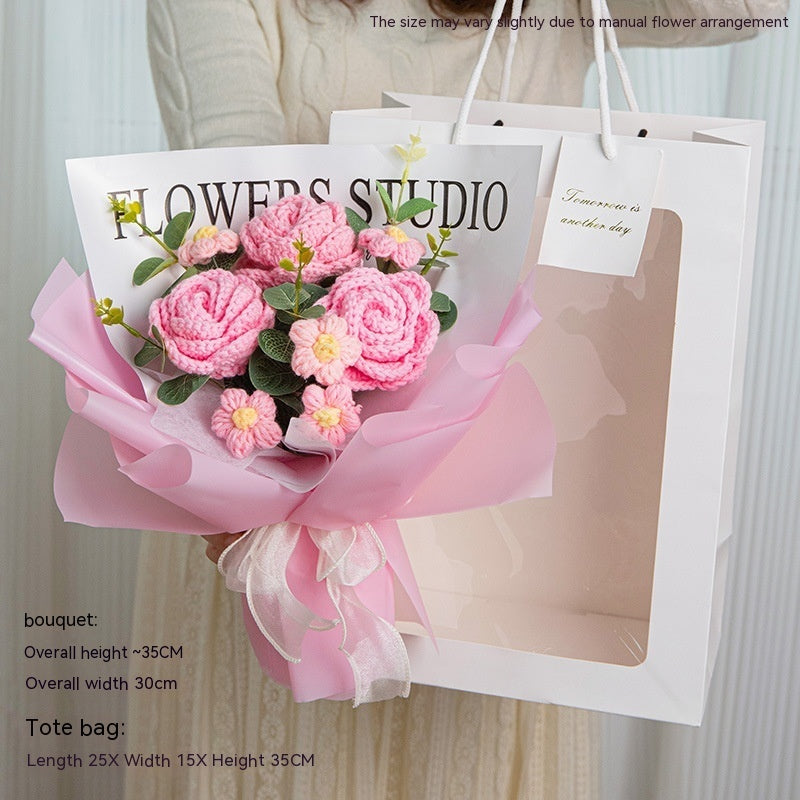 Teacher's Day Rose Hand-woven Bouquet Finished Gifts For Girlfriend Preserved Fresh Flower Dried Flowers - MerryHaus