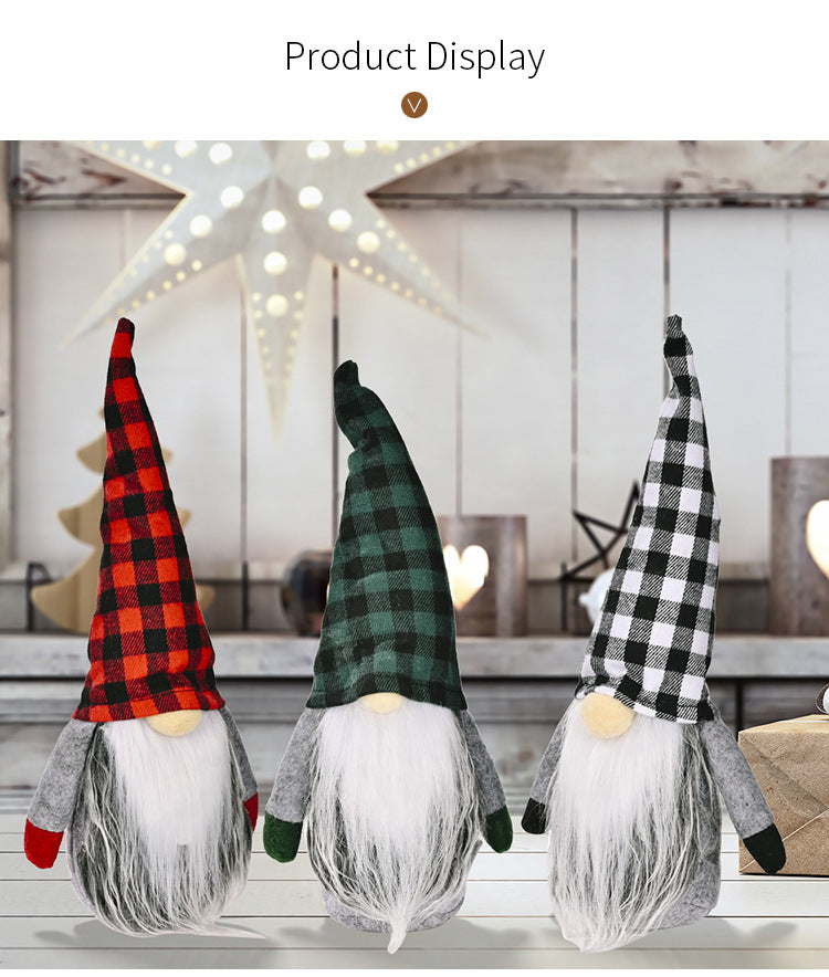 Christmas Decorations Christmas Plaid Hat Rudolf Doll