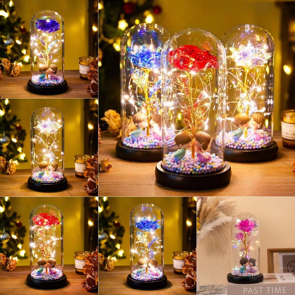 Eternal Rose LED Light Foil Flower In Glass Cover Night Lights Valentines Day Gifts Lamp Decor For For Home Bedroom Wedding Gift Valentine's Day Gifts - MerryHaus
