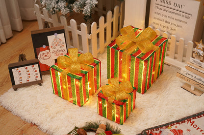 Remote Control Christmas Gift Box Lights Christmas Three-piece Decoration - MerryHaus