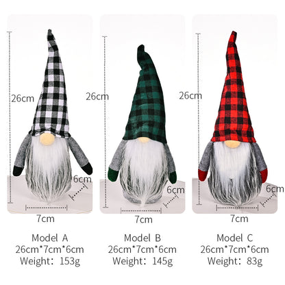 Christmas Decorations Christmas Plaid Hat Rudolf Doll