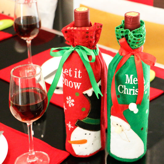 Christmas Ornament wine bottle set Christmas decorations red wine gift gift bag - MerryHaus