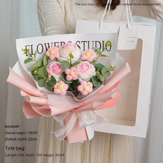 Teacher's Day Rose Hand-woven Bouquet Finished Gifts For Girlfriend Preserved Fresh Flower Dried Flowers - MerryHaus