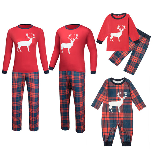 New Christmas Printed Household Clothes Plaid Elk Suit
