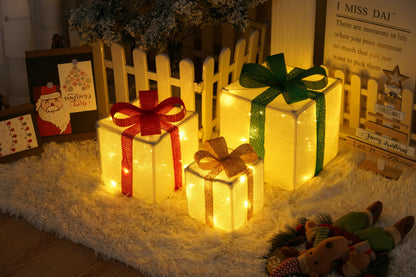 Remote Control Christmas Gift Box Lights Christmas Three-piece Decoration - MerryHaus