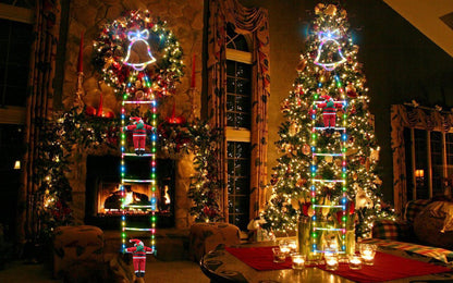 Christmas LED Ladder Lighting Chain Santa Claus Climbing Light
