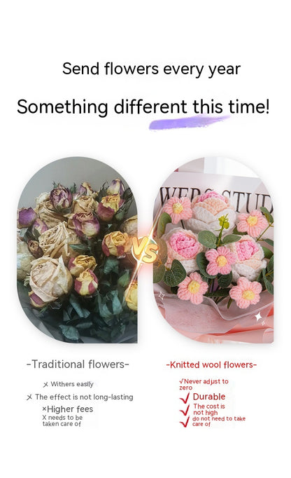 Teacher's Day Rose Hand-woven Bouquet Finished Gifts For Girlfriend Preserved Fresh Flower Dried Flowers - MerryHaus