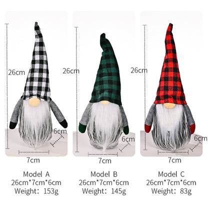 Christmas Decorations Christmas Plaid Hat Rudolf Doll