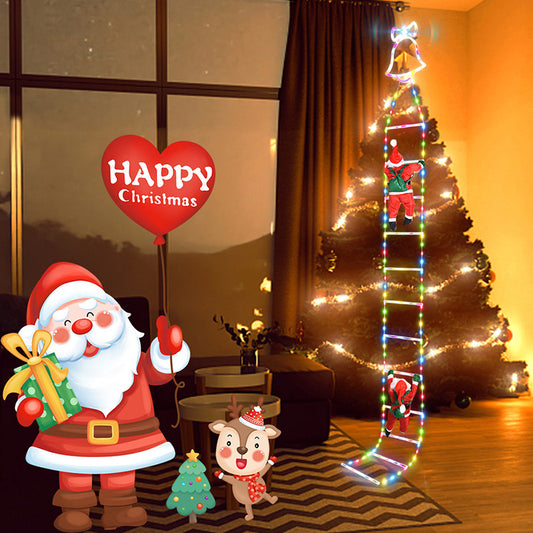 Christmas LED Ladder Lighting Chain Santa Claus Climbing Light